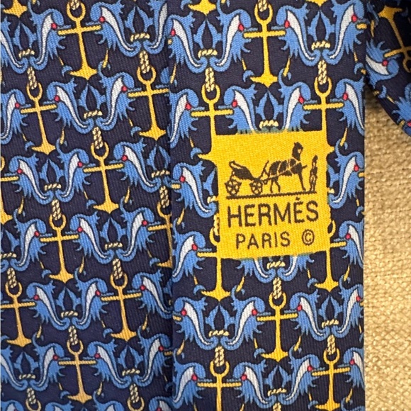 Hermes’ Nautical Blue and Gold Tie - Picture 5 of 7